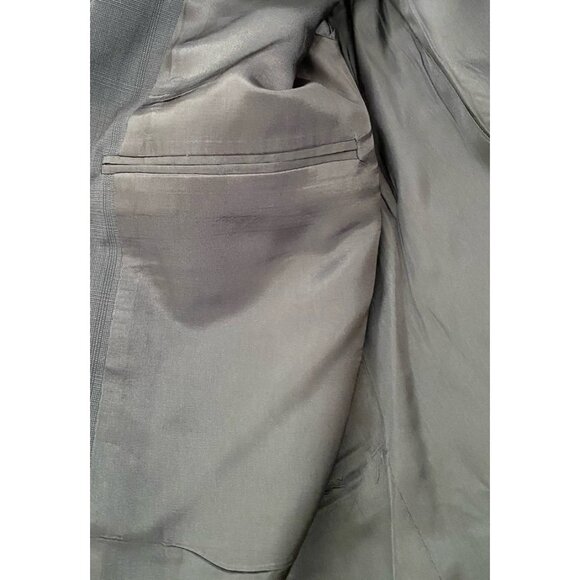 Oscar De La Renta Mens Navy Blue Plaid Two Button Blazer Traveler Worsted 44L - Picture 8 of 10